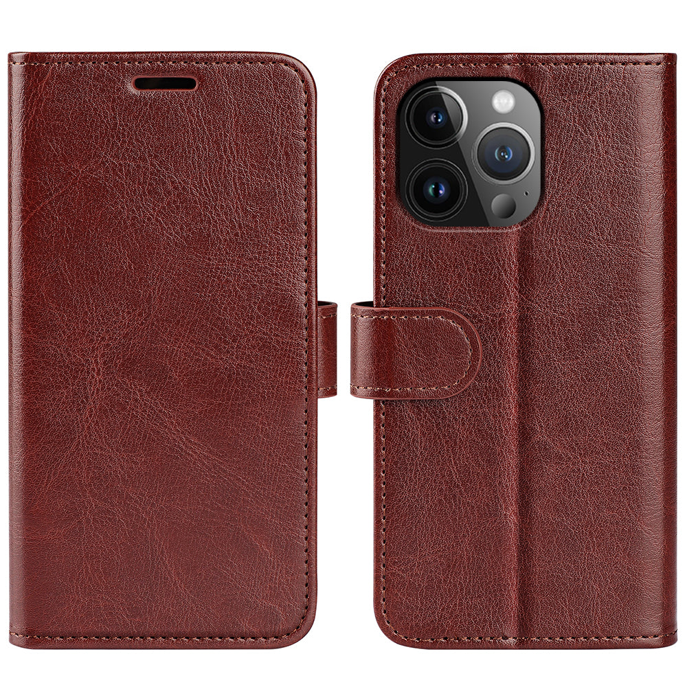 TPU+PU Leather Stand Phone Case for iPhone 15 Pro Max , Wallet Crazy Horse Texture Flip Cover Shell - Brown TPU+PU Leather Stand Phone Case for iPhone 15 Pro Max , Wallet Crazy Horse Texture Flip Cover Shell - Brown